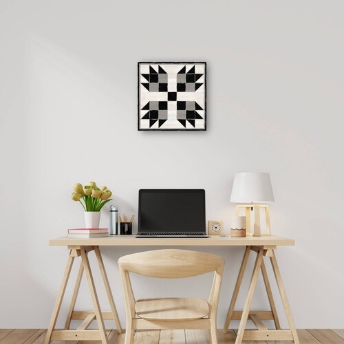 cuadro decorativo Bloque de edredón blanco y negro VII