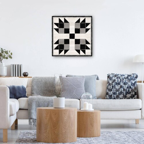 cuadro decorativo Bloque de edredón blanco y negro VII