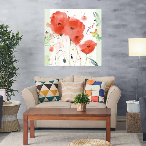 Cuadro Decorativo - Amapolas - Sheila Golden - 122X122 cm - Arte Abstracto - Impresión en Lienzo - Fine Art TJ