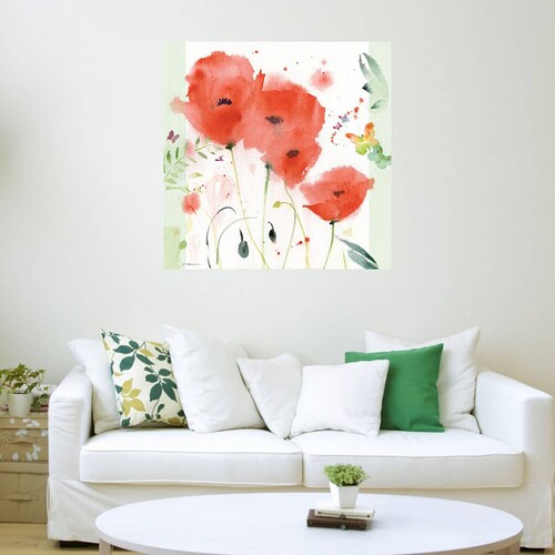 Cuadro Decorativo - Amapolas - Sheila Golden - 122X122 cm - Arte Abstracto - Impresión en Lienzo - Fine Art TJ