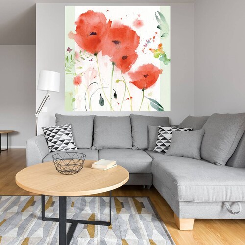 Cuadro Decorativo - Amapolas - Sheila Golden - 122X122 cm - Arte Abstracto - Impresión en Lienzo - Fine Art TJ