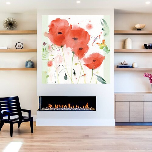 Cuadro Decorativo - Amapolas - Sheila Golden - 122X122 cm - Arte Abstracto - Impresión en Lienzo - Fine Art TJ