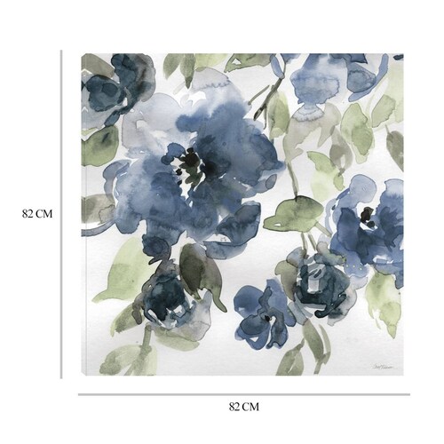Cuadro Decorativo | Flores Azules I Indigo | Carol Robinson | 82X82 Cm | Arte Floral | Impresión en Lienzo | Fine Art TJ