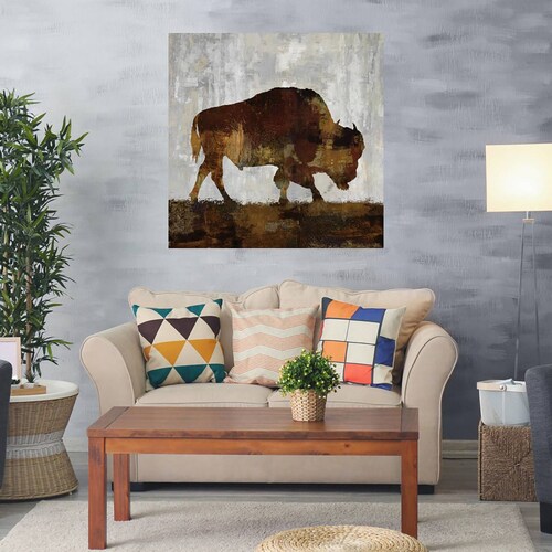 Cuadro Decorativo | Bisonte | Carl Colburn | 82X82 Cm | Arte Animales | Impresión en Lienzo | Fine Art TJ