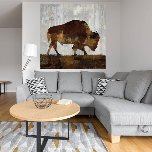 Cuadro Decorativo | Bisonte | Carl Colburn | 82X82 Cm | Arte Animales | Impresión en Lienzo | Fine Art TJ
