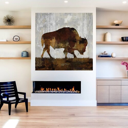 Cuadro Decorativo | Bisonte | Carl Colburn | 82X82 Cm | Arte Animales | Impresión en Lienzo | Fine Art TJ