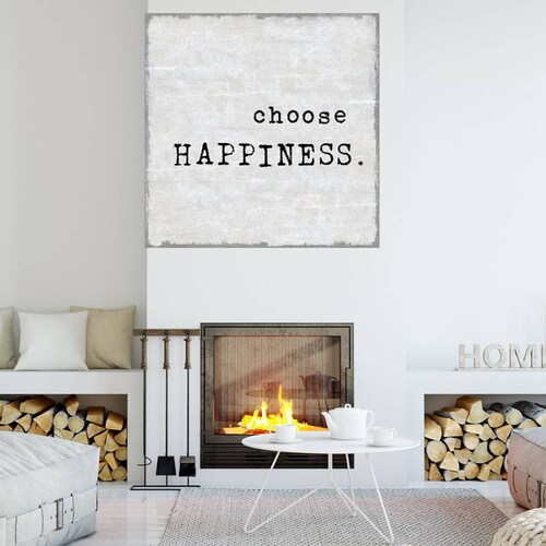 Cuadro Decorativo | Elige la felicidad | Jamie MacDowell | 122X122 Cm | Arte Frases | Impresión en Lienzo | Fine Art TJ