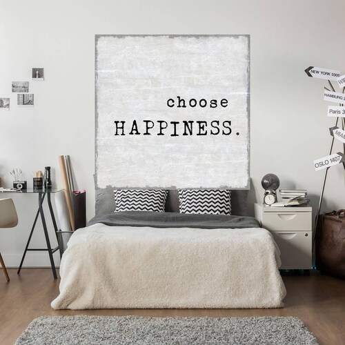 Cuadro Decorativo | Elige la felicidad | Jamie MacDowell | 122X122 Cm | Arte Frases | Impresión en Lienzo | Fine Art TJ