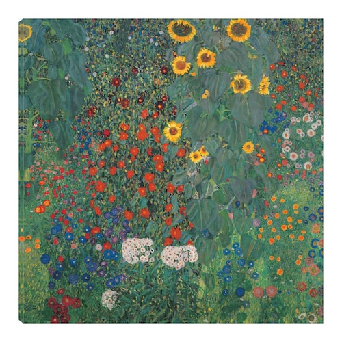 Cuadro Decorativo | Jardín con girasoles | Gustav Klimt | 82X82 Cm | Arte Floral | Impresión en Lienzo | Fine Art TJ