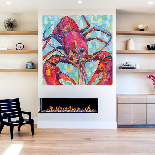 Cuadro Decorativo | Langosta Lilly III | Jeanette Vertentes | 82X82 Cm | Arte Animales | Impresión en Lienzo | Fine Art TJ