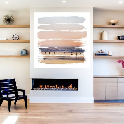 Cuadro Decorativo | Rayas de Atardecer II | Laura Marshall | 94X94 Cm | Arte Abstracto | Impresión en Lienzo | Fine Art TJ