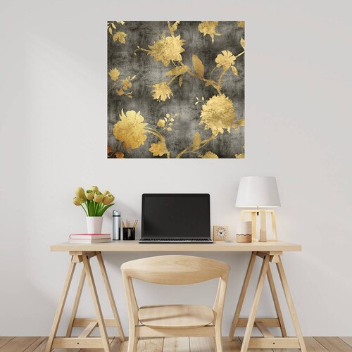 Cuadro Decorativo | Silueta dorada I | Erin Lange | 122X122 Cm | Arte Floral | Impresión en Lienzo | Fine Art TJ