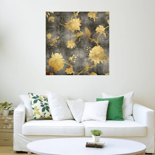 Cuadro Decorativo | Silueta dorada I | Erin Lange | 122X122 Cm | Arte Floral | Impresión en Lienzo | Fine Art TJ