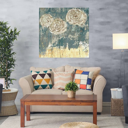 Cuadro Decorativo | Tres flores | Carol Black | 82X82 Cm | Arte Floral | Impresión en Lienzo | Fine Art TJ