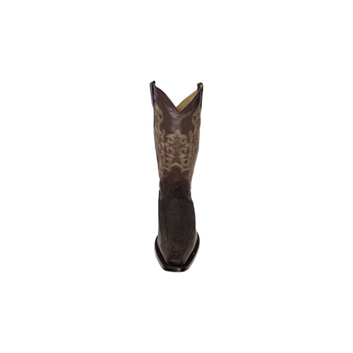 Bota Piel Café Grabado Cuello Toro Jornada   Manolo 549