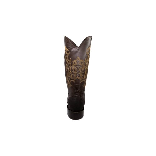 Bota Piel Café Grabado Cuello Toro Jornada   Manolo 549