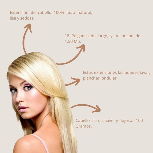 Gala Silky Extension Cabello Lacia 100% Fibra Natural 18 Pulgadas (#613 Rubio Extra Claro)