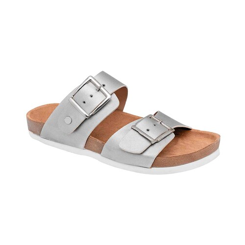 Sandalias de piso Exterior Piel sintética Color Plata Para Mujer De RBBASICS