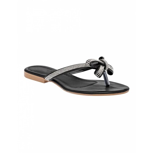 Sandalias de piso Exterior Piel sintética Color Negro Con Plata Para Mujer De RBBASICS