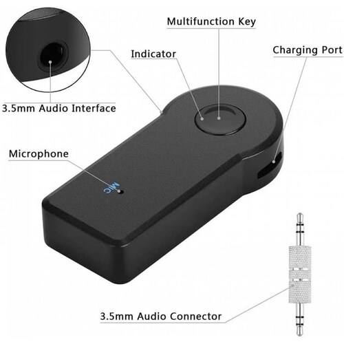 Receptor De Audio Bluetooth Recargable / Adaptador A Jack 3.5Mm