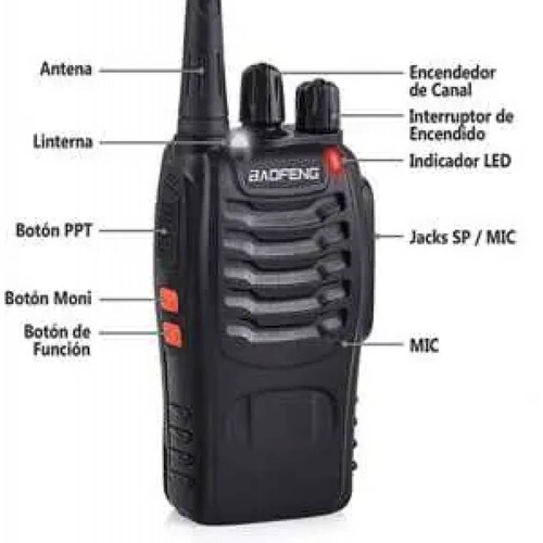 Radio De Comunicacion Walkie-Talkie Manos Libres Con Base Para Carga Vhf/Uhf Fm D-662