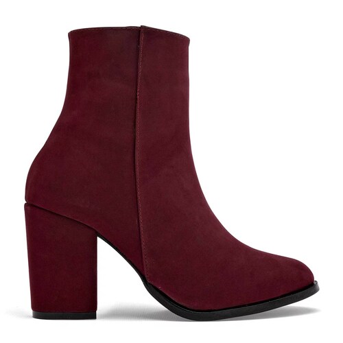 BOTIN DE PUNTA GAMUZA Para Mujer Catalina 6022, Color Vino CE V7