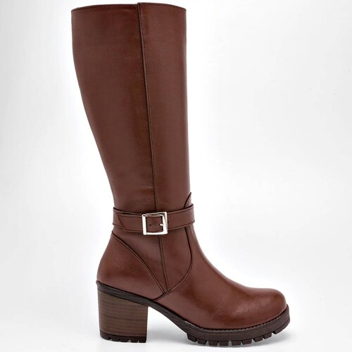 BOTA LARGA DE HEBILLA Para Mujer Catalina 8038, Color Cafe CE V7