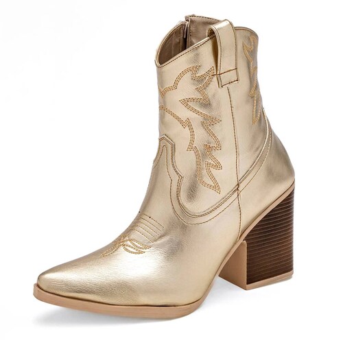 BOTA VAQUERA METALICA Para Mujer Lady one GO1007, Color Oro CE V7