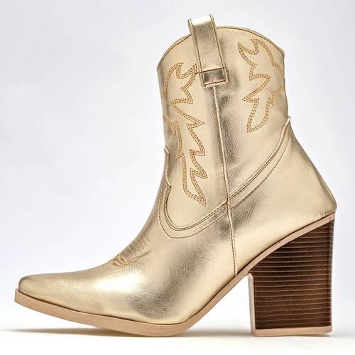 BOTA VAQUERA METALICA Para Mujer Lady one GO1007, Color Oro CE V7