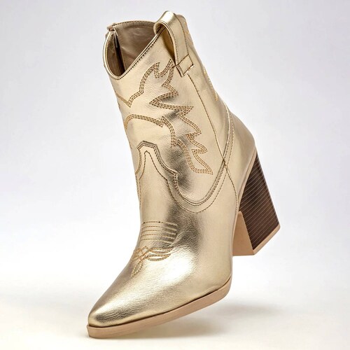 BOTA VAQUERA METALICA Para Mujer Lady one GO1007, Color Oro CE V7