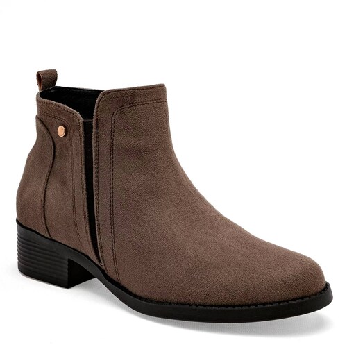 BOTIN GAMUZA TACON CUADRADO Para Mujer Step gio 1100, Color CAMEL CE V7