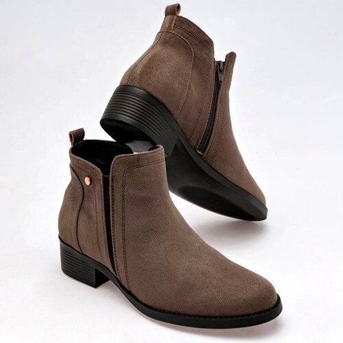 BOTIN GAMUZA TACON CUADRADO Para Mujer Step gio 1100, Color CAMEL CE V7