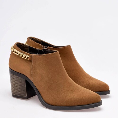 BOTIN CON CADENA TACON CUADRADO Para Mujer Taguesi 088271, Color CAMEL CE V7