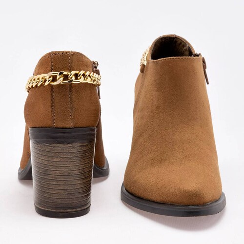 BOTIN CON CADENA TACON CUADRADO Para Mujer Taguesi 088271, Color CAMEL CE V7