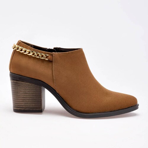 BOTIN CON CADENA TACON CUADRADO Para Mujer Taguesi 088271, Color CAMEL CE V7