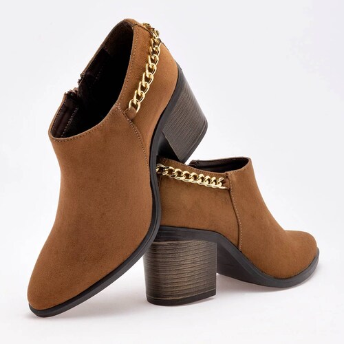 BOTIN CON CADENA TACON CUADRADO Para Mujer Taguesi 088271, Color CAMEL CE V7