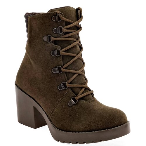 BOTA GAMUZA AGUJETA Y TACON CUADRADO Para Mujer Taguesi 123551, Color Olivo CE V7
