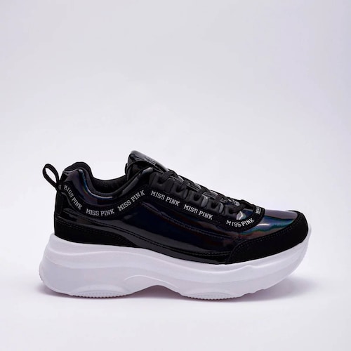 TENIS CHUNKY METALICO Para Mujer Miss pink 711A, Color Negro -1 V7