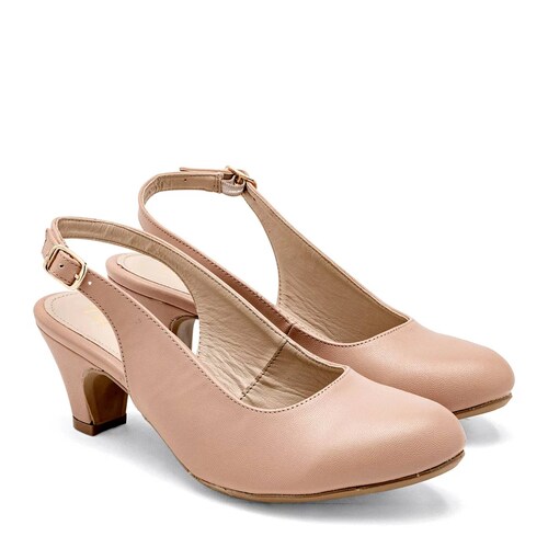 ZAPATILLA DESTALONADA DE HEBILLA TACON CUADRADO Para Mujer Poptops 2560, Color Rosa CE V7