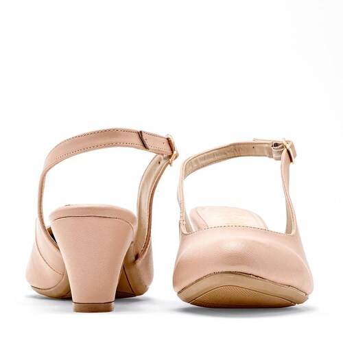 ZAPATILLA DESTALONADA DE HEBILLA TACON CUADRADO Para Mujer Poptops 2560, Color Rosa CE V7