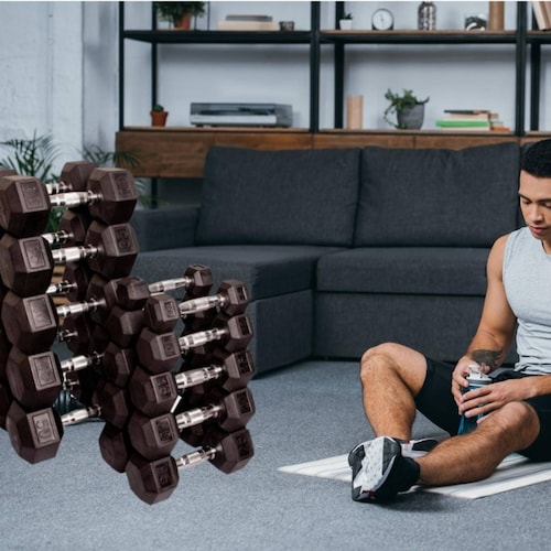 Set 10 Pares De Mancuernas Gym 5 A 50lb Para Hacer Ejercicio 