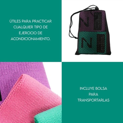 Kit 3 Bandas Ligas Para Hacer Ejercicio Resistencia Piernas 