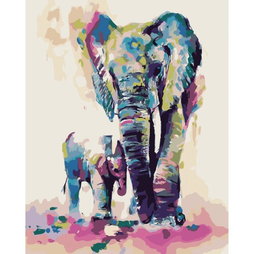 Elefante Colores Pinta por numero con bastidor incluido