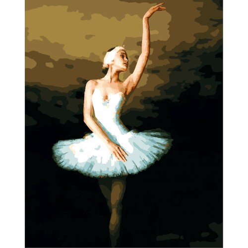 Bailarina Blanca Pinta por numero con bastidor incluido