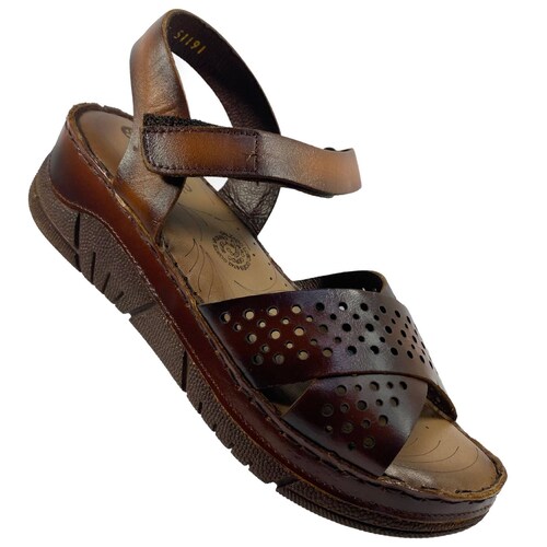 Sandalia Huarache Piel Para Dama Lobo Solo Naranja