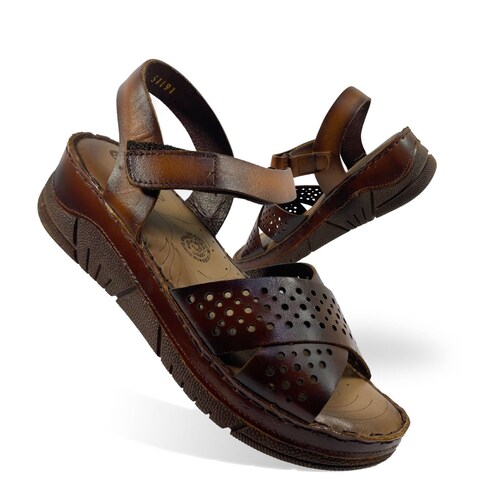 Sandalia Huarache Piel Para Dama Lobo Solo Naranja