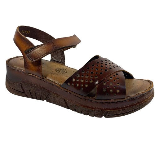 Sandalia Huarache Piel Para Dama Lobo Solo Naranja