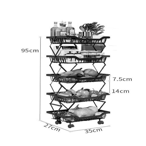 Organizador Plegable Frutero Alacena Cocina Despensa de 5 Niveles Gifu.