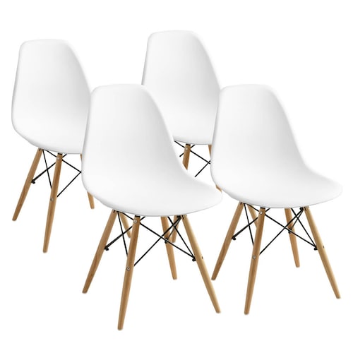 Set de 4 Sillas Blancas Modernas Eames Bossa.