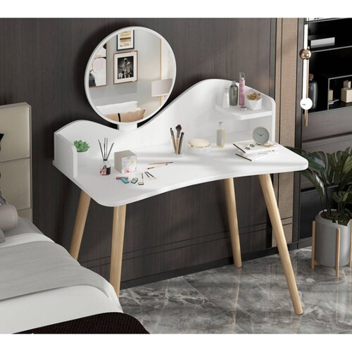 Tocador con Espejo Moderno Minimalista Bossa Quinn Blanco.